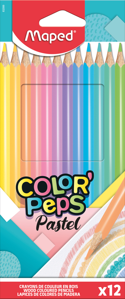 12 crayons de couleur pastel