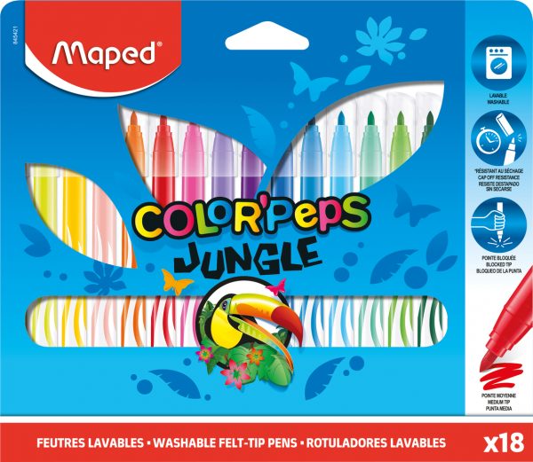 MAPED Color'Peps Oops Colorino 24 Crayons Effaçables Triangulaires Avec Gomme - Pochette De 24