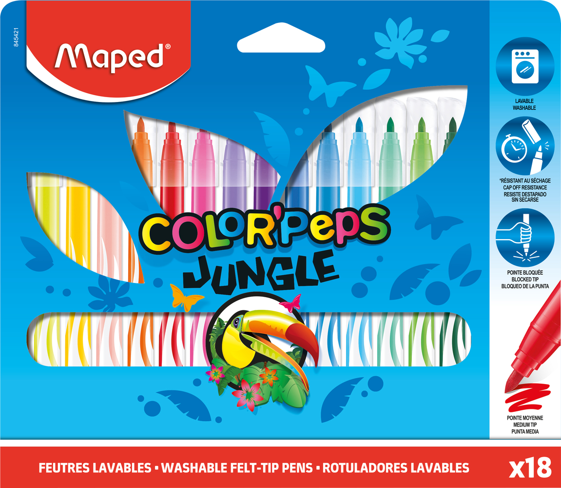 MAPED Pochette 12 feutres coloriage COLOR'PEPS Pointe moyenne