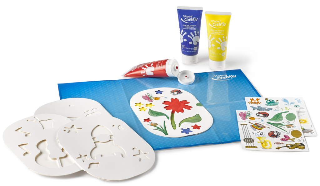 Maped – Kit Coloriage Early Age – 4 Peintures Doigt 80g + 24 Crayons Triangulaires + 24 Feutres Jumbo – Dès 1 An