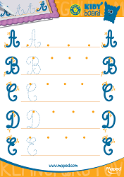 Fiche d'activité à imprimer enfant - Jeu pédagogique enfant – Alphabet et écriture – Lettres capitales cursives gauchers