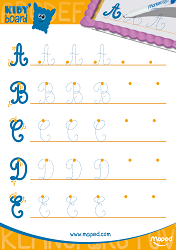 Fiche d'activité à imprimer enfant - Jeu pédagogique enfant – Alphabet et écriture – Lettres capitales cursives