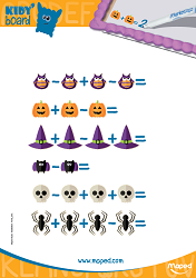 Fiche d'activité à imprimer enfant - Jeu Halloween enfant – Calculs