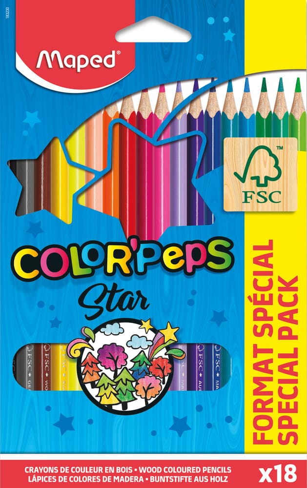 Maped Color'Peps Star – Crayons de couleur bois FSC – Maped France