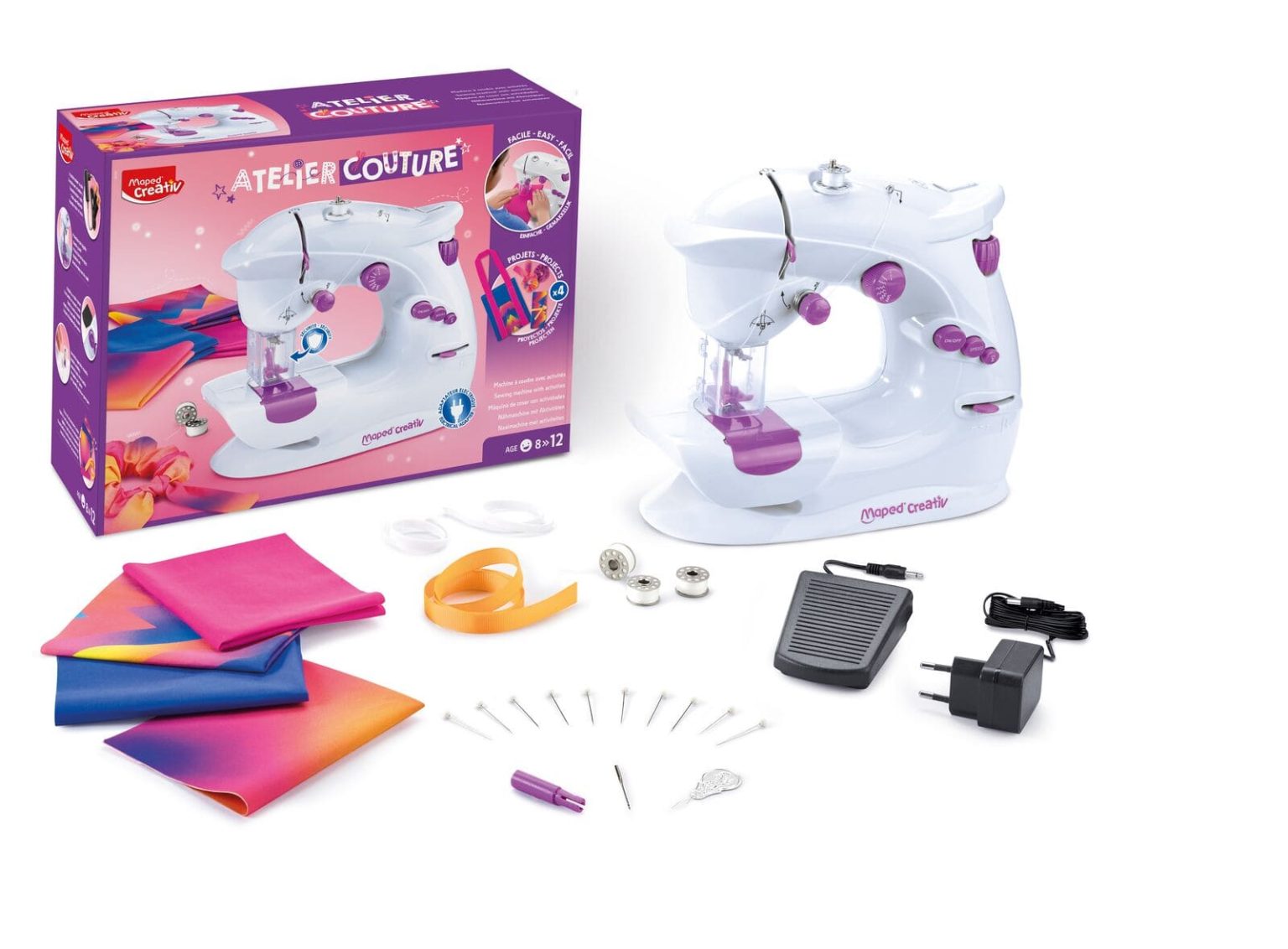 cavernedesjouets Machine a coudre enfant - avec pedale, 2 vitesses, accessoires - atelier couture design - jouet imitation - set stylisme mode + carte