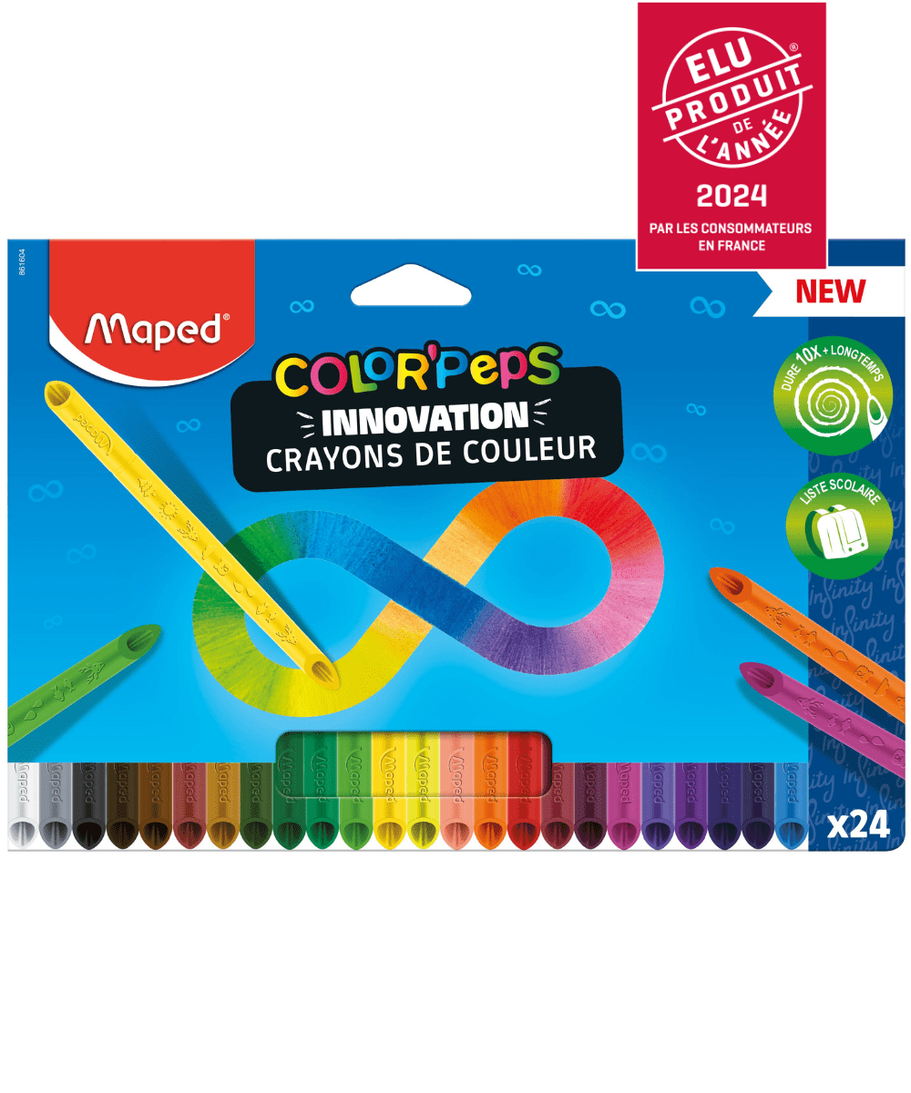24 crayons de couleur MAPED Duo Colors Peps 48 couleurs : Chez  Rentreediscount Fournitures scolaires