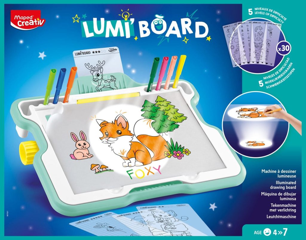 Maped Creativ Lumi Board – Tableau Lumineux Pour Apprendre à Dessiner – 250 Modèles Dès 4 Ans – Jouet Créatif Éducatif