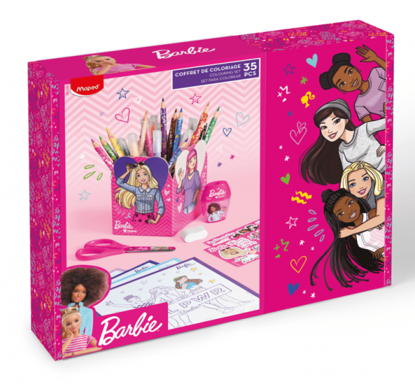 coffret cadeau coloriage et papeterie barbie