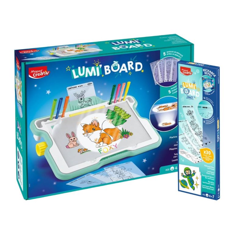 kit machine à dessiner lumineuse lumi board + une recharge de fiches d'activité Espace
