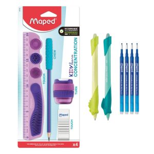 kit fournitures scolaires concentration violet et apprentissage écriture kidy learn